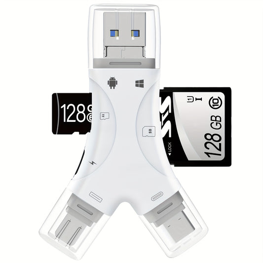 SD Card Reader for iPhone, iPad, Android, Mac, Computer, Camera, 4 In1 Micro SD Card Reader Trail Camera Viewer, Portable Memory Card Reader SD Card Adapter for SD And TF Cards