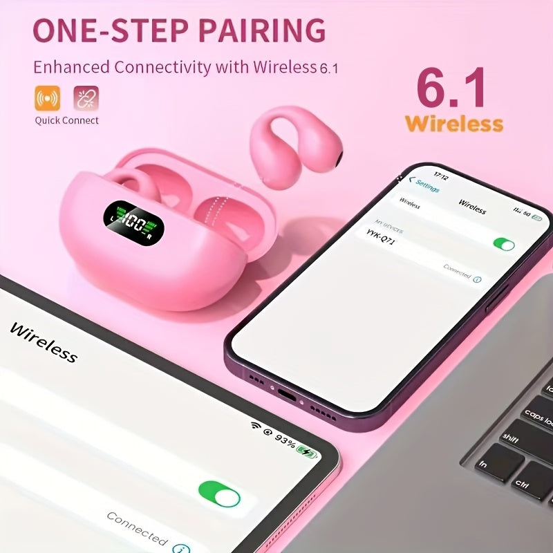 Truly Open Wireless Earphones (Wireless 6.0 TWS), Experience 360° Ambient Awareness & All-day Comfort. Secure Open-ear Fit For Sports/fitness. Advanced ENC Delivers Crystal-clear Calls. Intuitive Touch Control. LED Digital Charging Box With Real-tim