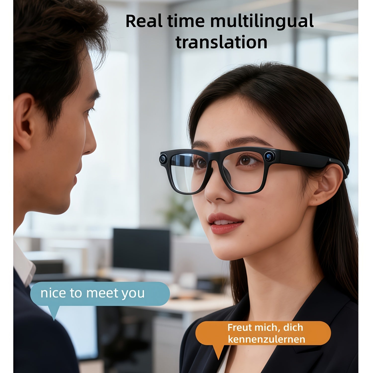 [200MP Dual Cameras] Klzo's Latest Wireless Smart Glasses, Ai-Enabled Camera Glasses with Dual Cameras And 200MP Resolution, Designed for Cycling And Sports Photography. Features Include Ultra-Long Battery Life, High-Fidelity Audio, And Touch-Activated Vo