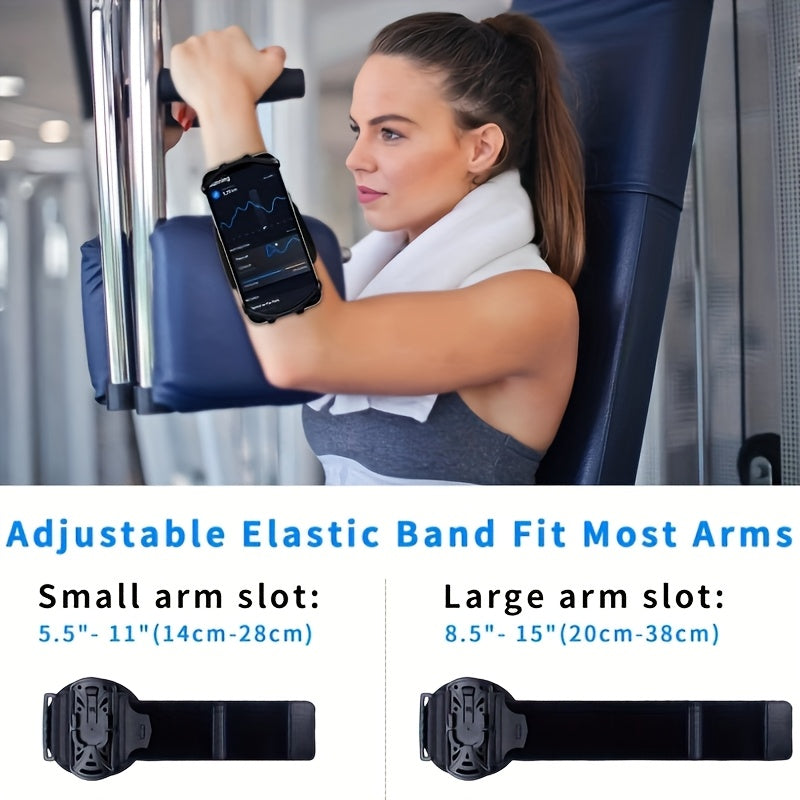 [360° Rotation Removable] Multifunctional Sports Phone Stand Designed As Running, Arm Strap And Wrist Strap With 360° Rotation And Removable For 4.5 To 7-Inch Phones