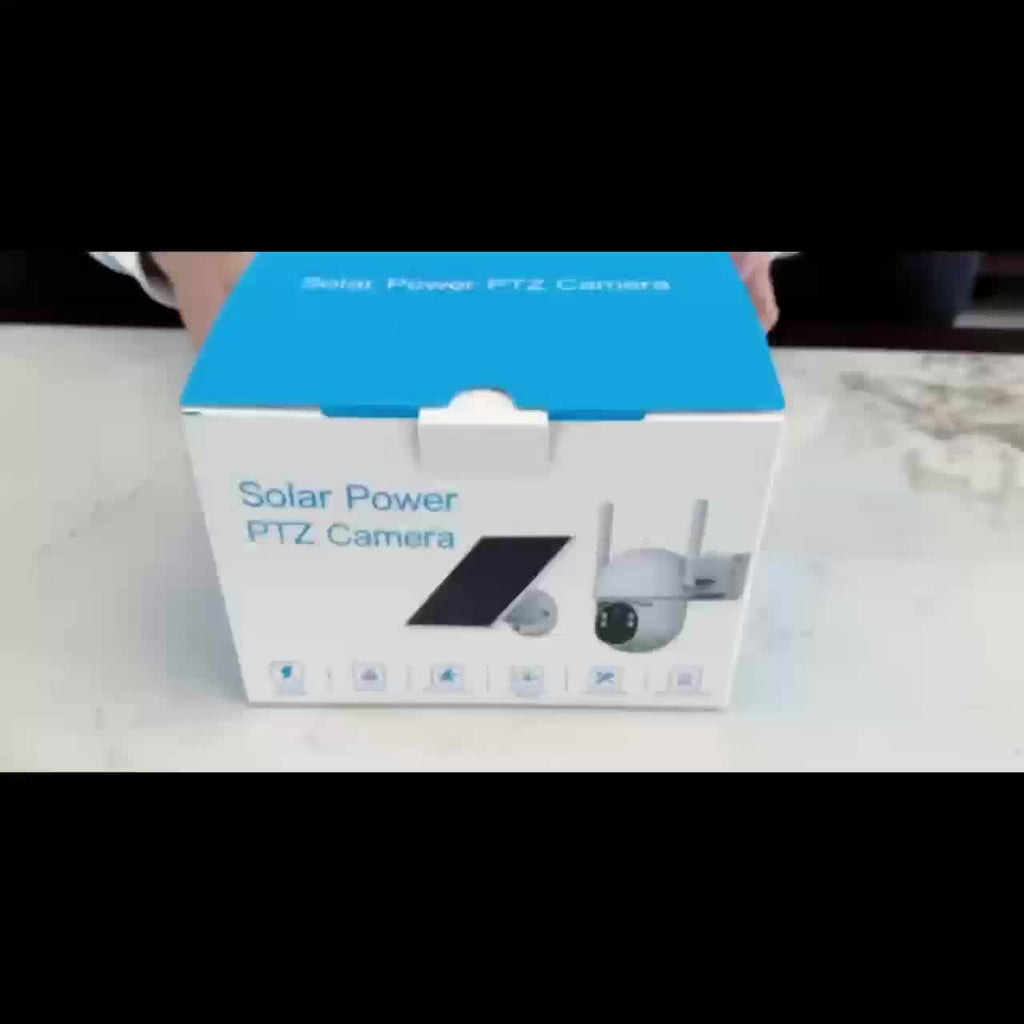 A Solar-Powered Security Camera Featuring AI Detection, Sound And Light Alerts, App-Controlled Pan/Tilt Functionality, Color Night Vision, Wi-Fi Connectivity, 3MP HD Resolution, Two-Way Audio, Encrypted Cloud Storage, Water Resistance