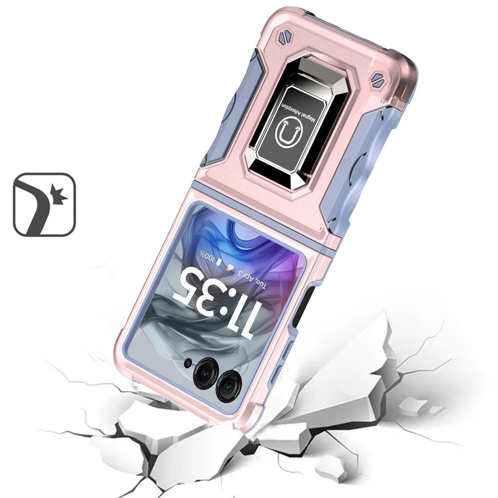 For Motorola Razr 2024 Phone Case, Defender Metal Magnetic Ring Stand Hybrid Cover