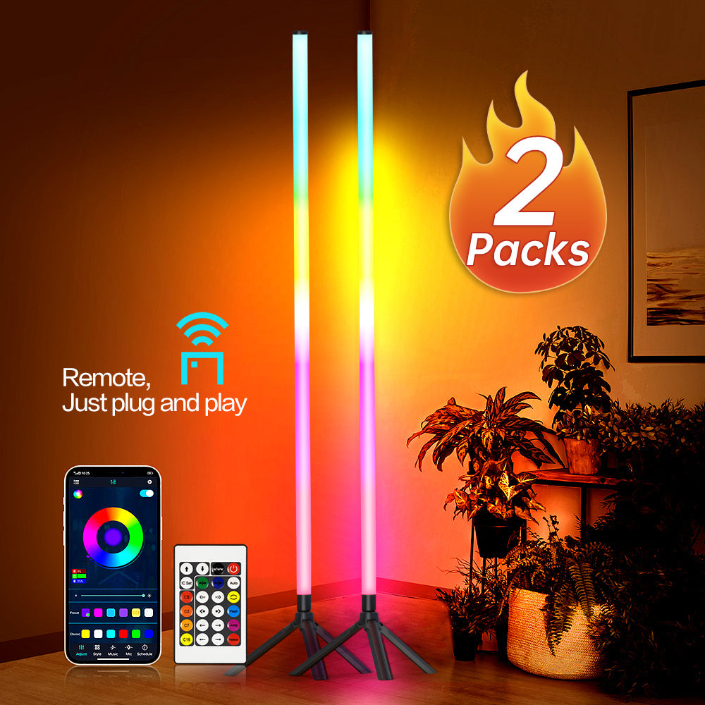 1/ 2Pack Floor Light Ambient Light, 48.8inch/50inch 360° Intelligent RGB Light, Music Synch, 16 Million DIY Color Change, Remote Control And APP Control, Indoor Room Decoration, Living Room Dormitory Atmosphere Decoration.