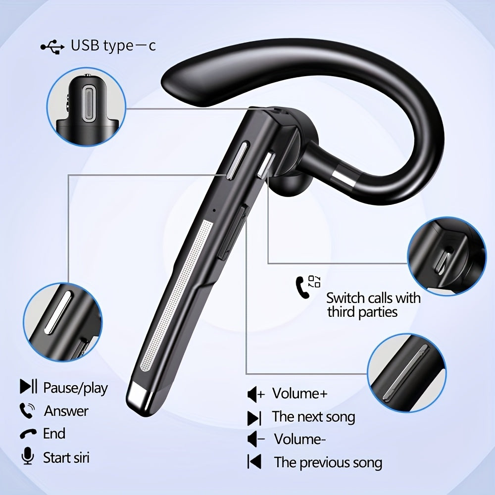 True Wireless Earphones | Comfortable In-Ear Design, Single-Sided, ENC Call Noise Cancelling Microphone, Lightweight, Easy to Use, Suitable for Daily Use, Fitness, Exercise, Business, Non, USB Charging