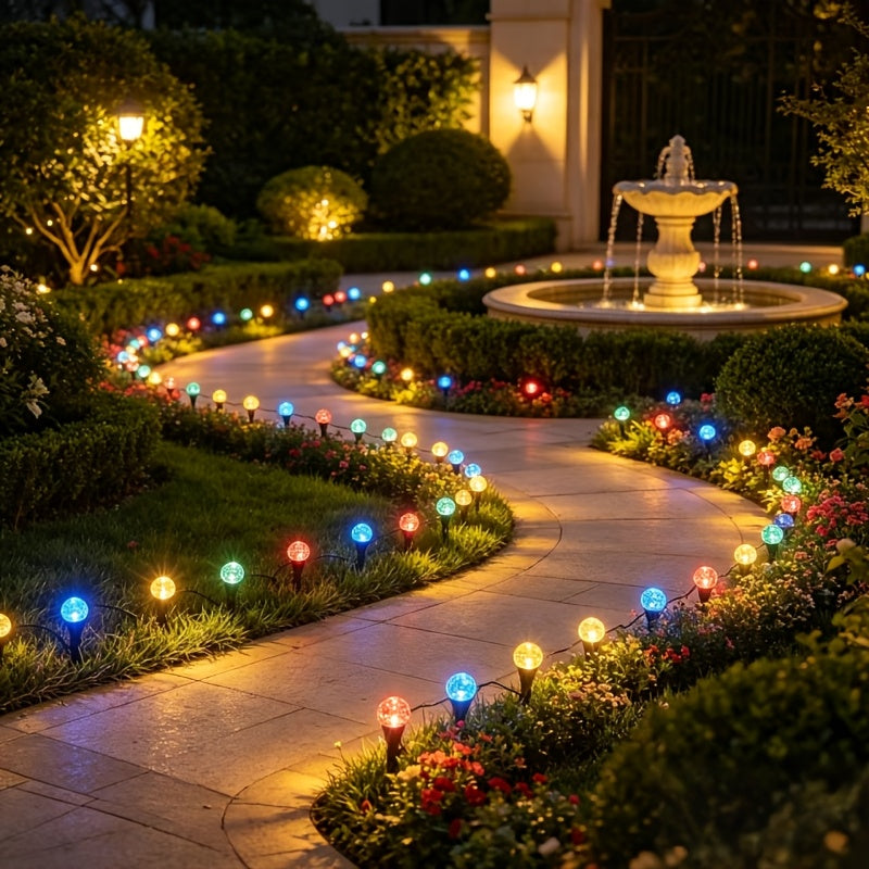 [Holiday Gifts] 30pcs Solar Outdoor Ground Plug Lights, Crystal Bubble Ball Lights, Smart LED Lights, Yard Lights, Garden Lights, Summer Camping Lights, Fairy String Lights, Dustproof &, 8 Lighting Modes, for Birthday Parties, Holiday Gifts, Independence