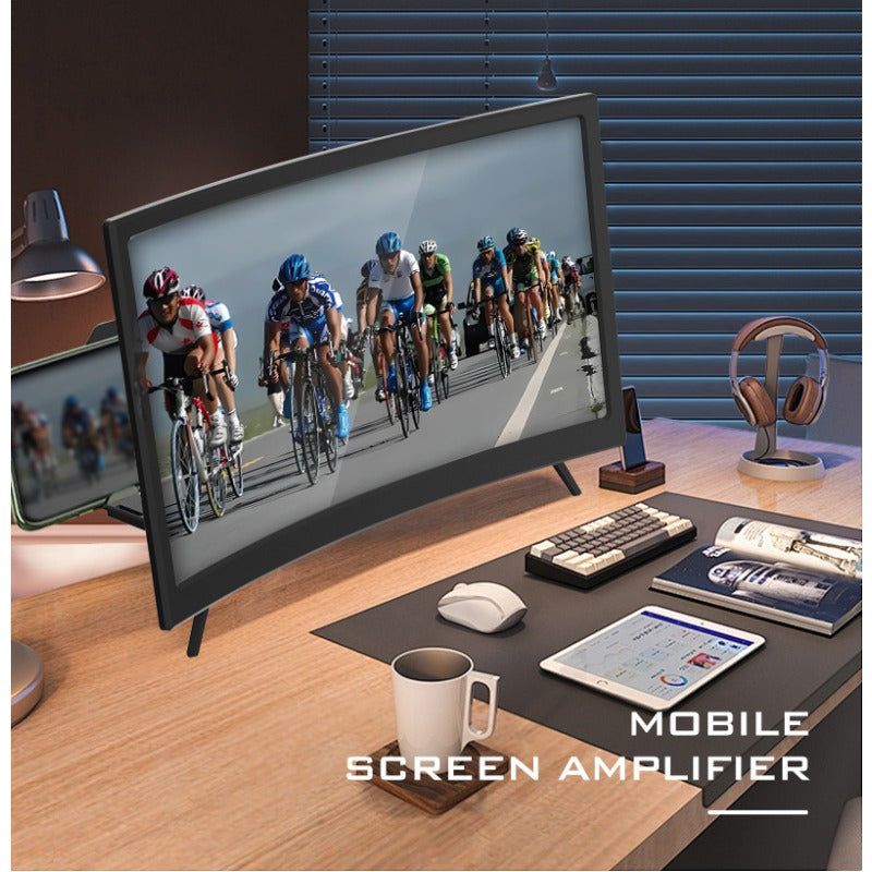 16-Inch HD Curved Phone Magnifier Featuring a Foldable Stand, a Contrast Ratio of 3000:1, And a Wide Viewing Angle of 1080 Degrees. It Is Ergonomically Designed for Watching Movies, Gaming, And Video Calls