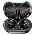 True Wireless Bluetooth Headphones with Microphone, In-Ear Wireless Earbuds, TWS In-Ear Over-Ear Headphones, Featuring ENC Noise Reduction, Touch Control for Volume, Wireless Ear Hooks, LED Charging Case Display, Semi-Open Back Cover