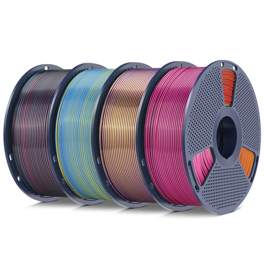 1kg(2.2lbs) SUNLU PLA+ Filament Four Colors Filament 1.75mm, 1kg/4kg Optionals, Y Glossy Multicolor PLA Plus 3D Printer Filament, RedYellowGreenBlack, BlackGreyRedYellow, BluePurpleOrangeYellow, BluePurpleRedGold