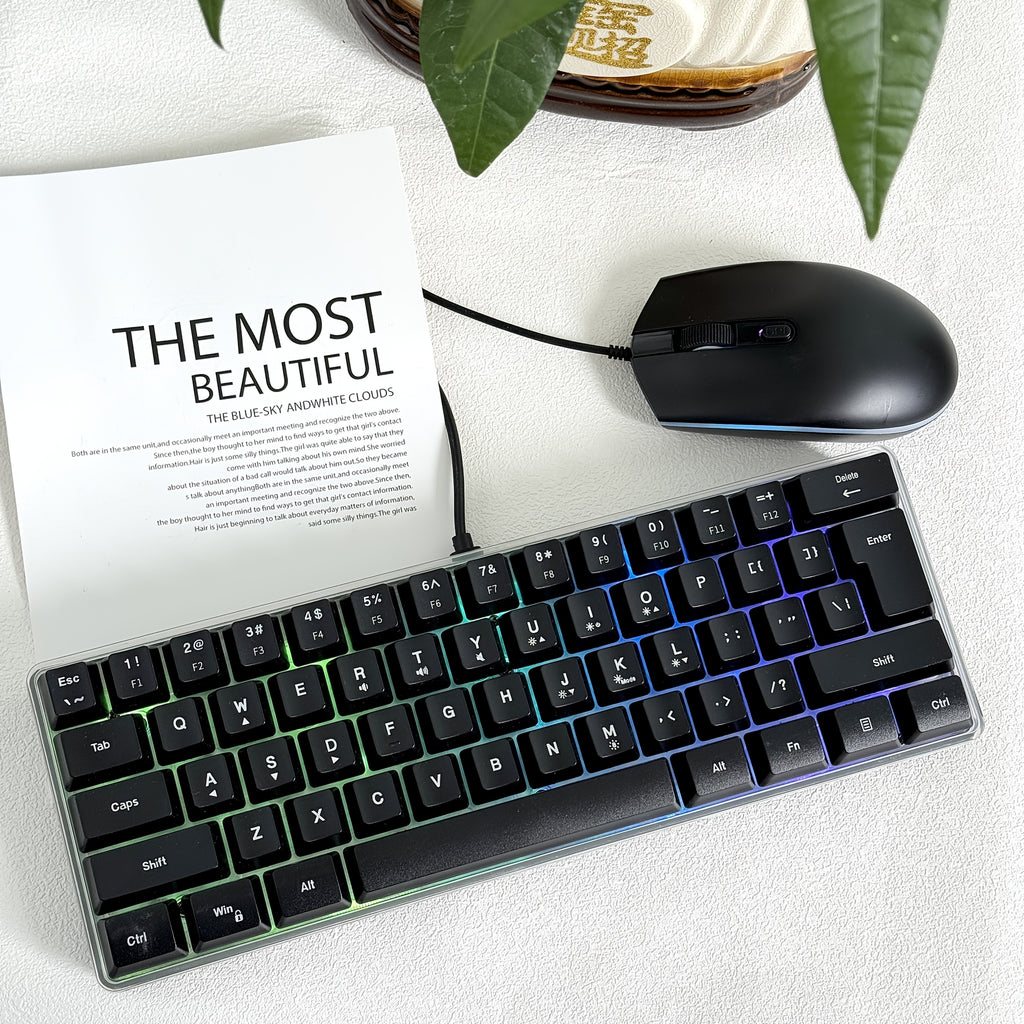 Hot Selling, 68 Key RGB Luminous Wired Gaming Keyboard]Mechanical Feel Keyboard for Gaming And Office, Film Switch Keycap Design, Wired Tpckey And Wire Separation Design.(K701)