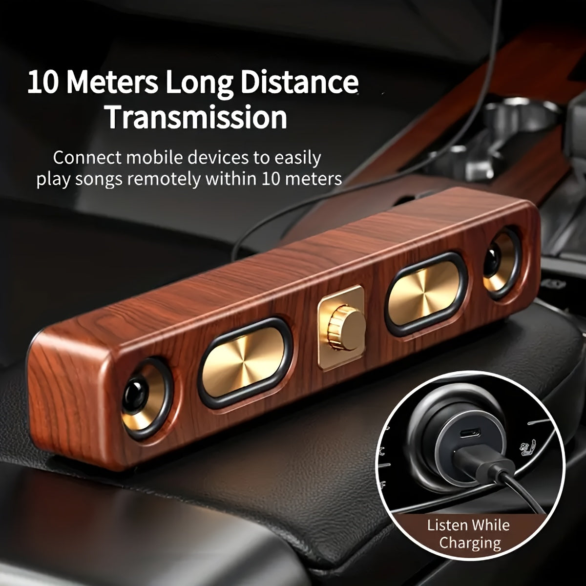 Retro Wood Color Bluetooth Speakers with Dual 2in Woofersm, 2 X 5W Wireless Sound Bar Speaker for Desktop, PC, Laptop, Tablet & Smartphone, Hands Free Call