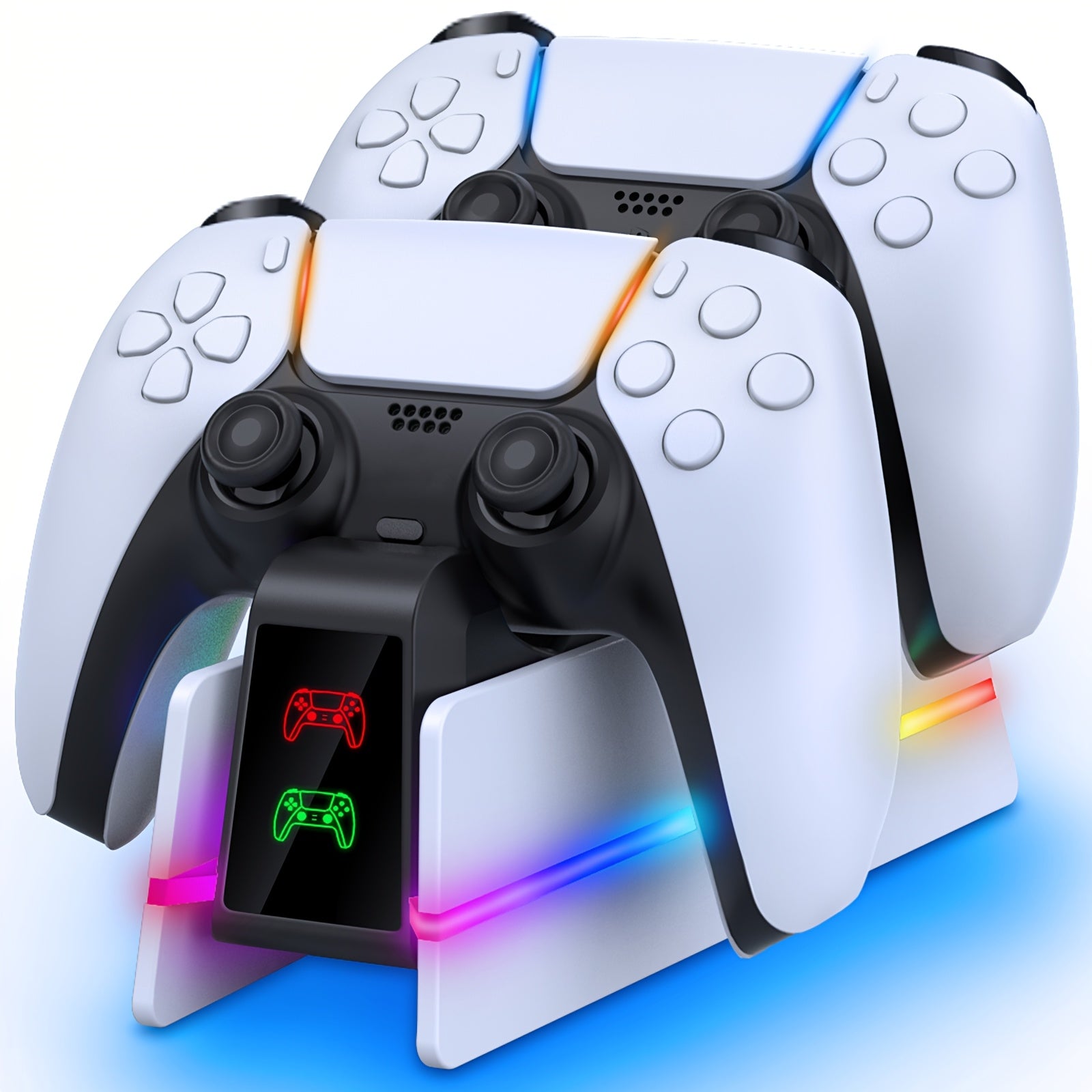 For PS5 Controller Charger Station - Charging Station for Playstation 5/Edge Controller with 9-Color LED Light, Fast Charging Dock And Holder Charger Stand for Ps5/Slim/Pro Remote Additions