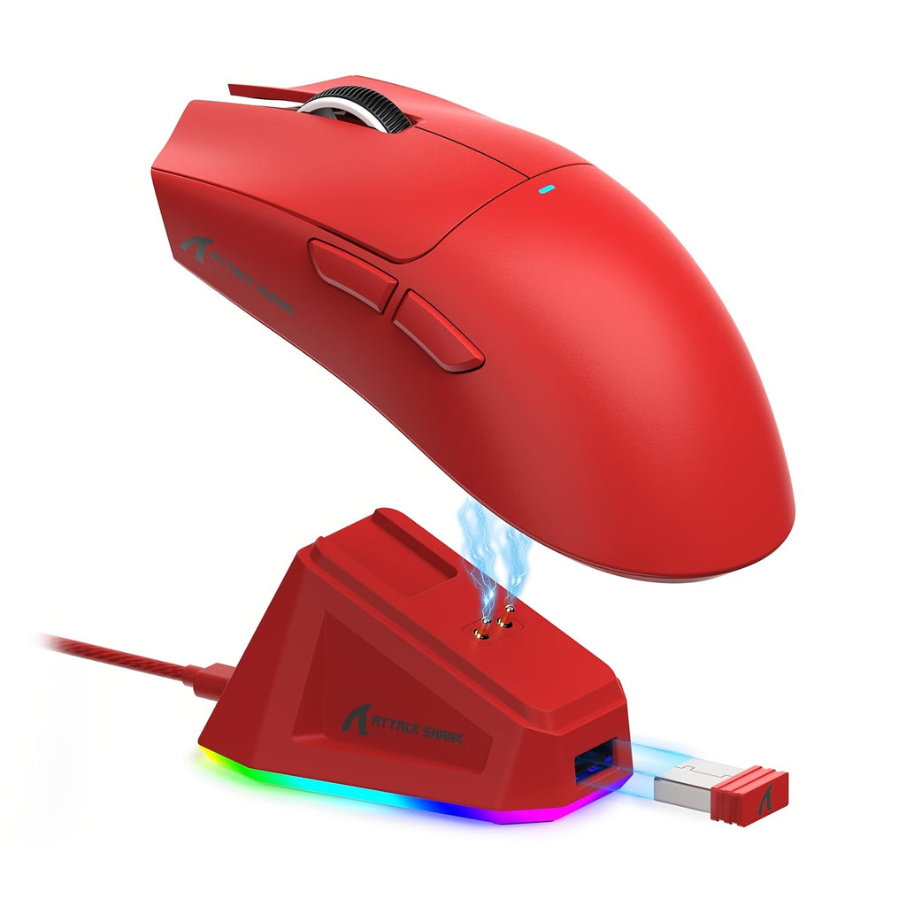 ATTACK SHARK X11 Lightweight Wireless Gaming Mouse with RGB Charging Dock, Tri-Mode-2.4G/USB-C Wired/Wireless, PAW3311 Optical Sensor, HUYU Switch, 5 Programmable Buttons for PC/Mac, Wireless Mouse for Gaming, Gaming Mice, Gaming Mouse Wireless, Pc Gaming