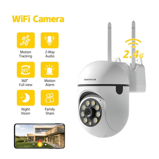 SZSINOCAM 1080P/2.4G Wireless Wifi Camera/Color Night Vision/Two-Way Audio/360-Degree Pan/Tilt/Zoom, AI Motion Tracking And Detection/Home Security Monitoring/Spotlight, And Alarm/Cloud Storage And TF Card Storage.., Property Protection