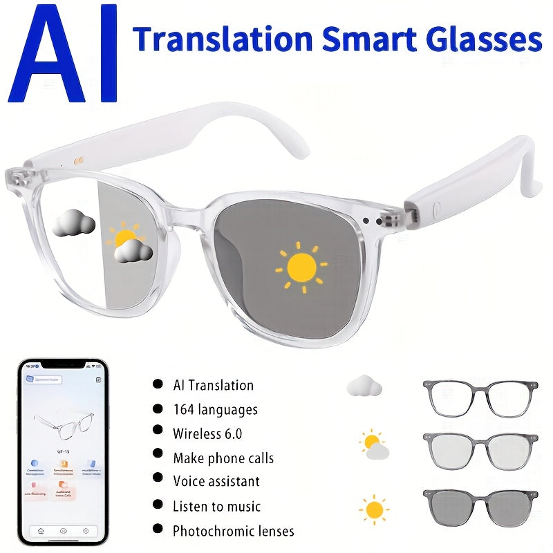 AI Smart Glasses: Smart Glasses That Support Real-time Translation In 160 Languages. These New Multifunctional Audio Glasses Feature Built-in Microphones And Speakers, Delivering High-definition Voice Calls And Hi-Fi Music Quality. They Offer Music