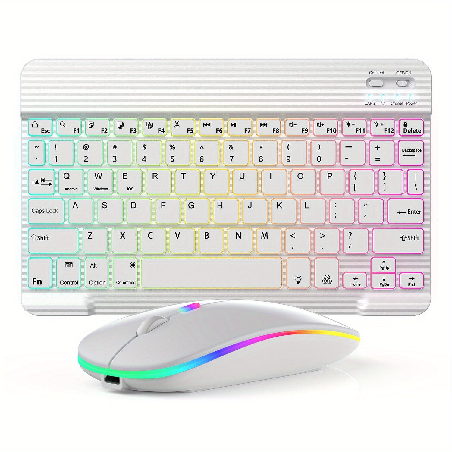 10-Inch Wireless RGB Backlit Gaming Keyboard and Mouse Set, Portable Keyboard Mouse and Mouse Pad Combo for PC iOS Android Tablets and Computers