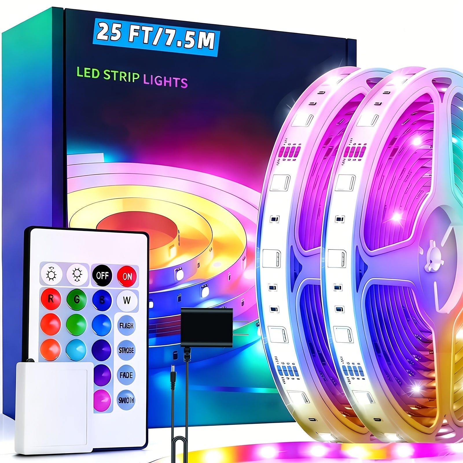 6.56FT 25FT 50FT 52FT 102FT 100FT 130FT 200FT 260FT Led Strip Lights, Led Strip Lights Music Sync Corlor Changing, Led Light Strip With Remote & App Control Rgb Strip, Led Lights For Room Dorm Home Classroom Ceiling Decor, Home Decor, Halloween