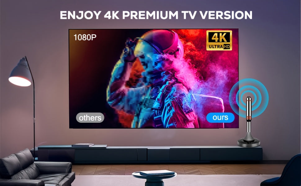 2025 Smart TV Antenna Compatible for -Cutters - Amplified Indoor HDTV Antenna with Signal Booster & Removable Amplifier, 4K/1080P Support, 360° Reception, Free Local Channels (ABC, CBS, NBC) - No /Satellite Fees - Smart TV