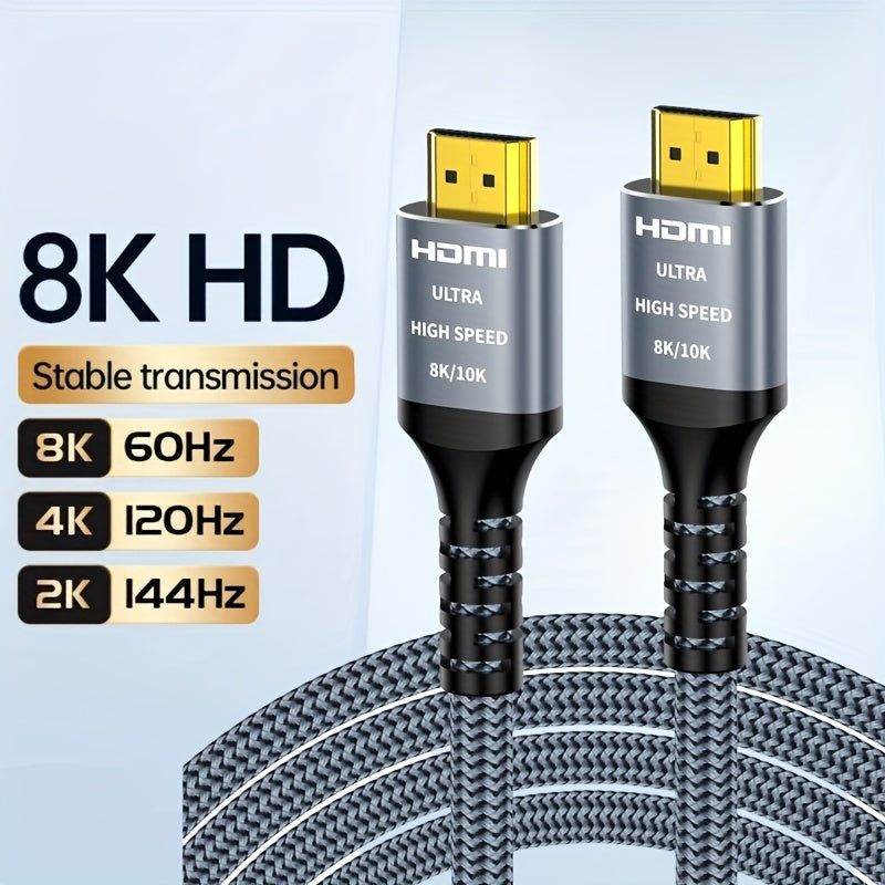 8K 10K HDTV Cable 48Gbps 3.3/6.6/10/15Ft, Ultra High Speed HDTV Cable Braided Cord-4K@120Hz 8K@60Hz, DTS:X, HDCP 2.2 & 2.3, HDR 10+ Compatible with Roku Tv/Ps5/Hdtv/Blu-Ray