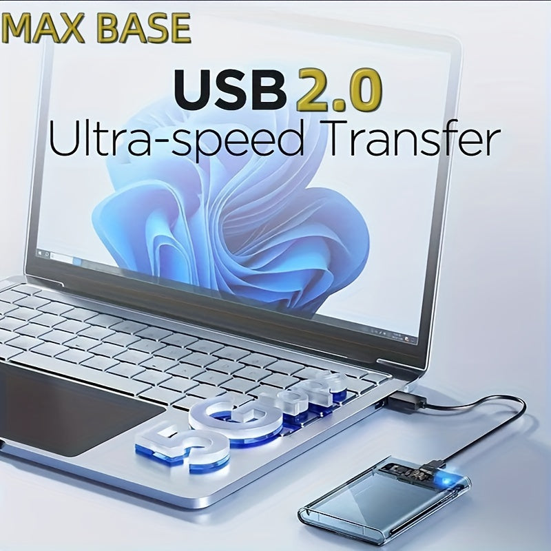 MAXBASE 2. 5-inch External Hard Drive Enclosure, USB 2. 0 to SATA III Converter, ABS Material, Supports up to 6TB SATA HDD/SSD, UASP High-Speed Transfer (HDD/SSD Not Included)