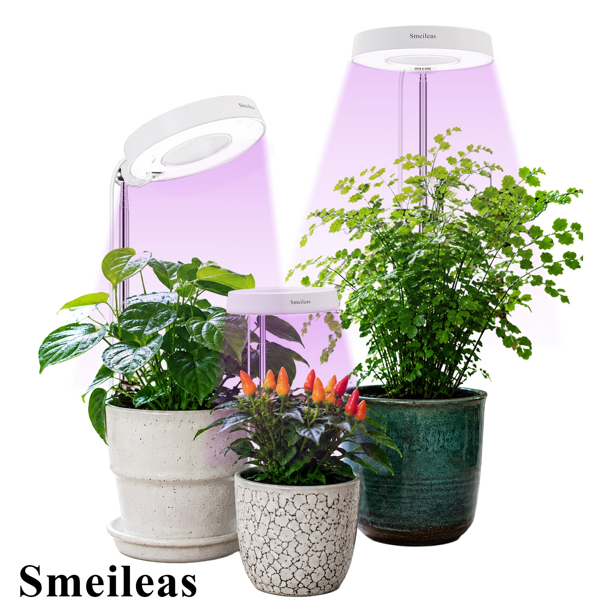 3pcs, Grow Lights for Indoor Plants Full Spectrum Smeileas LED Plant Light for Bedroom And Indoor Plants Growing, Full Spectrum Desk Growth Lamp with Smart Automatic 3/6/9H Timer for Garden Supplies And Chrismas Decorations, 4 Dimmable Levels, Height