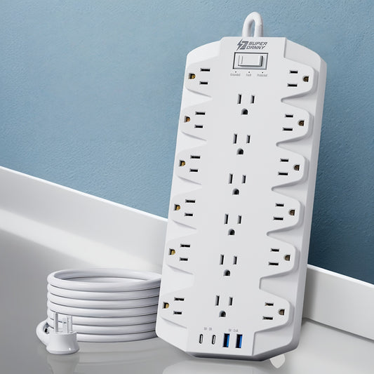 Power Strip Surge Protector With 18/22 AC Outlets(1875W/15A), 2 USB-C Ports(24W/45W/4.8A), 2 USB-A Ports(24W/4.8A), 2100J, Wall Mountable, Flat Plug Heavy Duty Extension Cord With Multiple Outlets For Home, Office, Dorm
