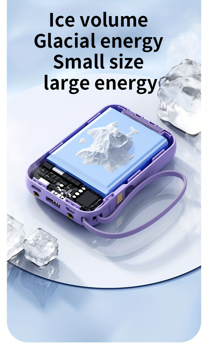Portable Large Capacity Mobile Power Bank, Spare Battery Pack, Fast Charging, Built-in Intelligent Digital Display Of Power/multiple Data Cables/flashlight, Outdoor Portable Emergency Power Supply Device, Gift For Relatives And Friends
