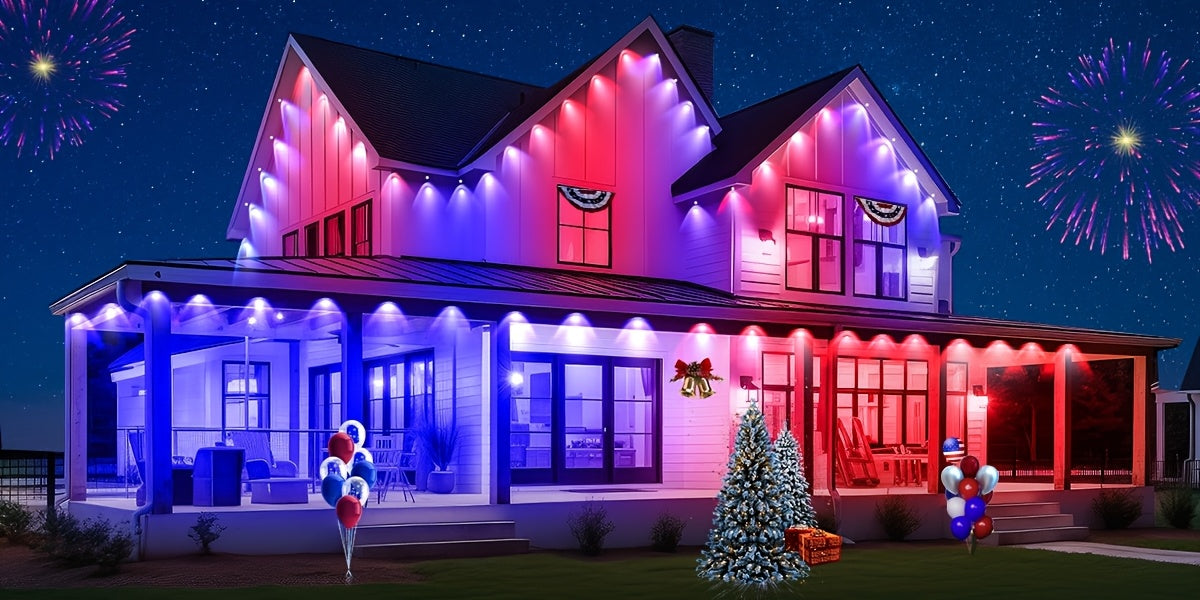 50ft/100ft/200ft/300ft/500ft Permanent Outdoor Light, Smart RGB Eave Light, with APP/remote Control, High Quality, Music Synchronization And Timing Function, for Partys, New Year, Christmas And All Holiday Decor