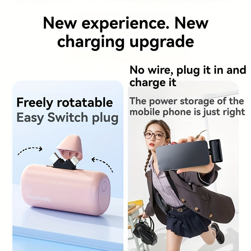 Portable Charger for Iphone with 2-In-1 Connector, 5000Mah Small Power Bank, Suitable for Iphone 17 16/15/14/13/12/11/Android