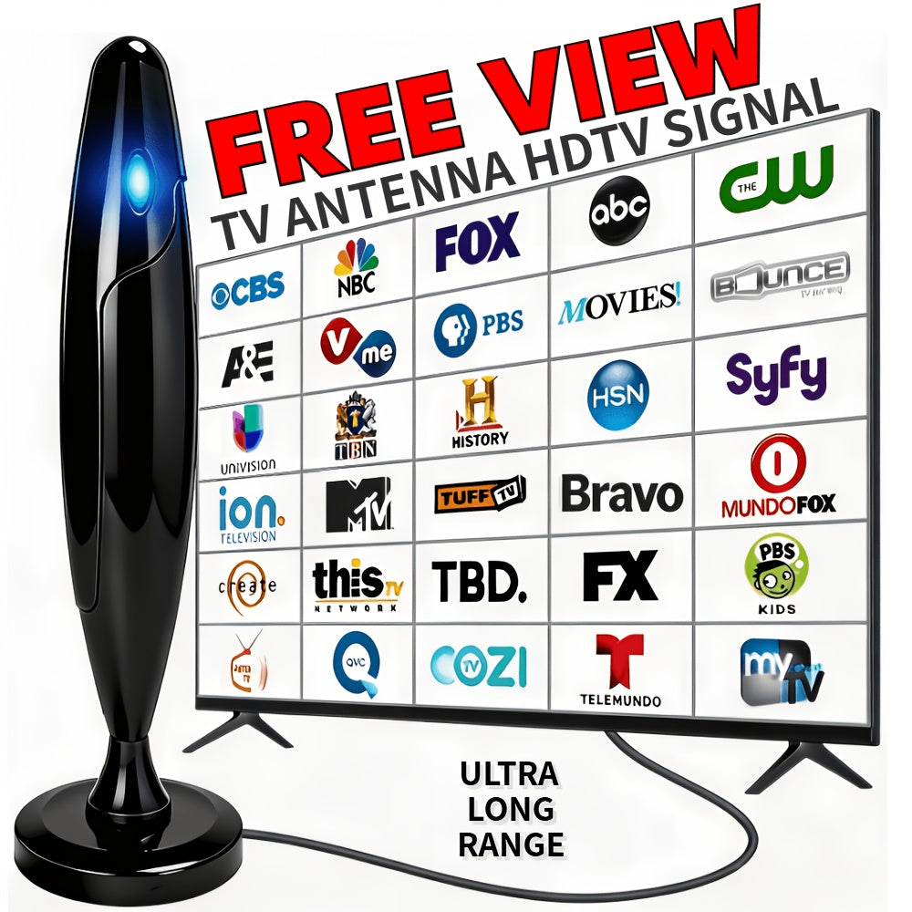 2026 Upgraded AI Smart TV Antenna Compatible for Indoor Use with Amplifiers Signal Boosters Supports 4K/1080P HD Digital Tuners Acts As A Signal Range Extender for Smart TVs The Amplifier Operates Under 36V Ideal for Home Theater And Streaming Device