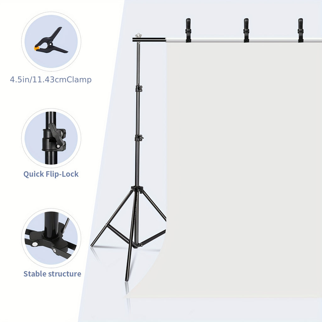 SH Backdrop Stand 10x7ft(WxH) Photo Studio Adjustable Background Stand Support Kit With 4 Crossbars, 4 Clamps, Carry Bag
