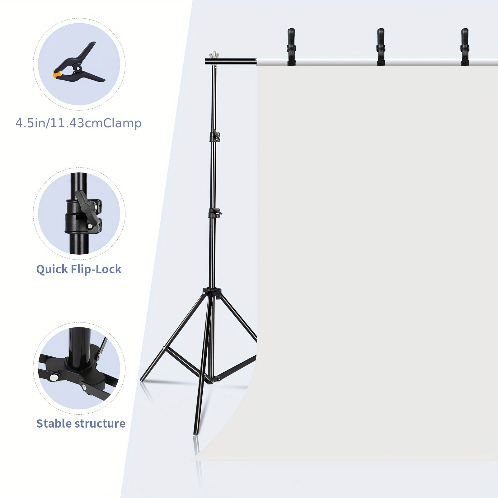 SH Backdrop Stand 10x7ft(WxH) Photo Studio Adjustable Background Stand Support Kit With 4 Crossbars, 4 Clamps, Carry Bag