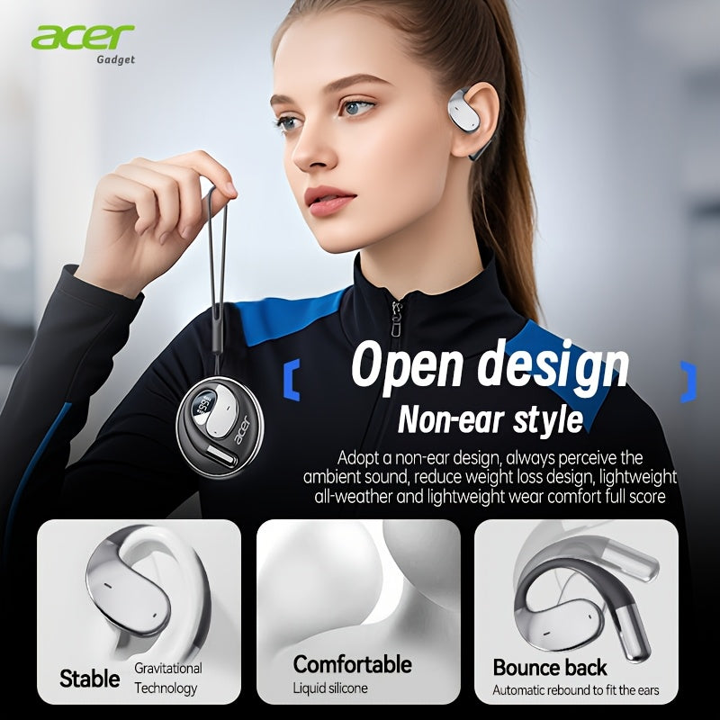 [Acer 2025 New Model] TWS Wireless Earbuds, Deep Bass Stereo And Call Noise Reduction, Ultra-Long Battery Life for Sports And Running, Hook Design, Low Latency Gaming Mode, HIFI Sound, Lightweight Touch Control, Fashionable Design