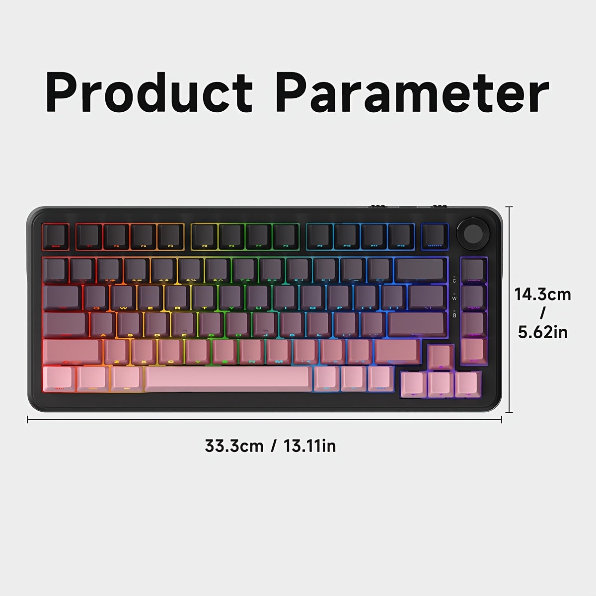 AJAZZ AK820/AK820MAX PLUS 75% (Wired/2.4wireless) RGB Gasket Mechanical Keyboard With Volume Knob, South Facing LED, Poron Foam, PBT Keycaps, Programmable Hot-Swap Keyboard