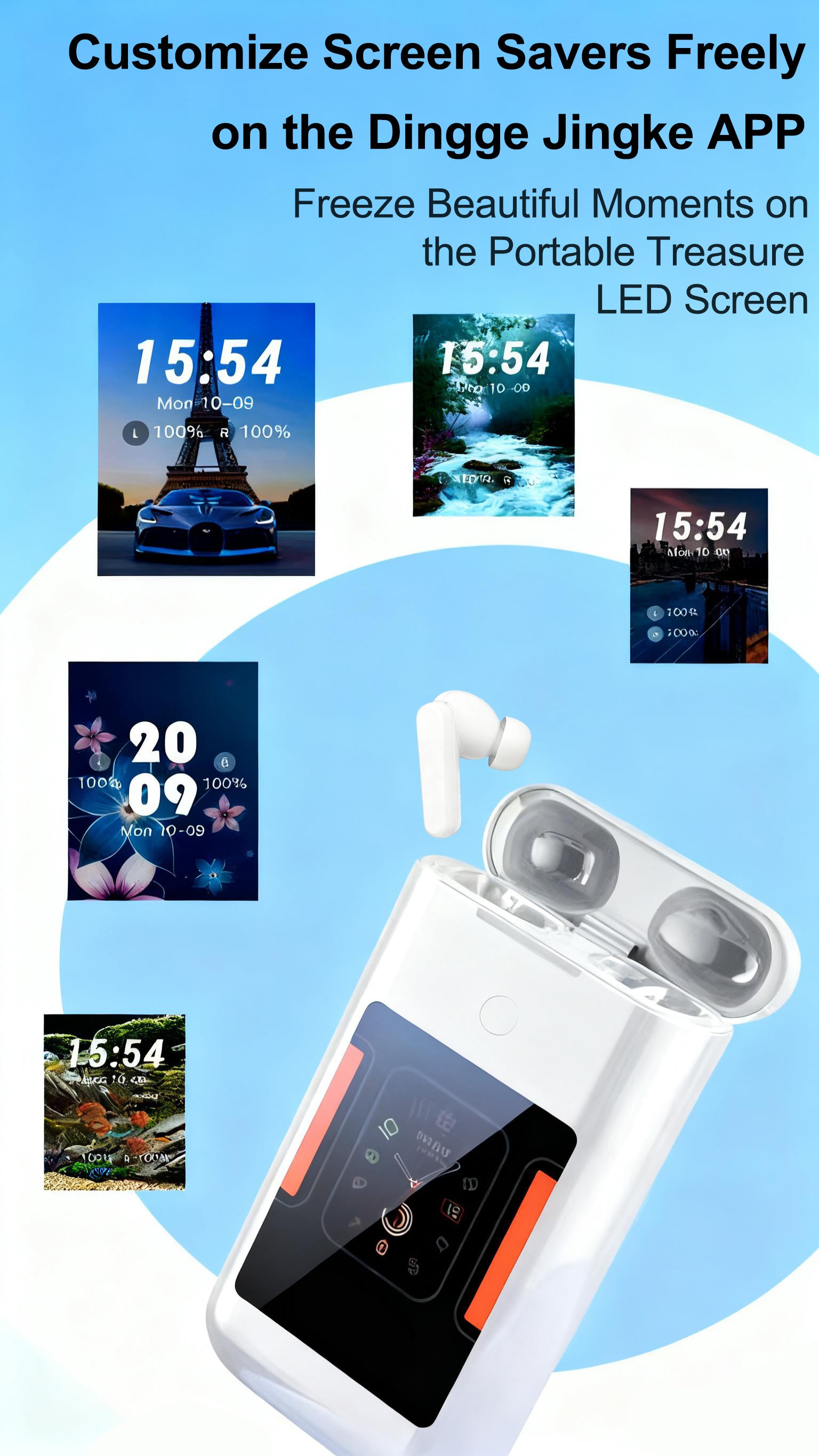The New 3-in-1 Wireless LED Touch-screen Rechargeable Multimedia Earphones Feature HiFi Stereo Sound, Multiple EQ Sound Modes, And A Long 5000mAh Battery Life, Making Them Suitable for Travel, Outdoor Activities, And Work.