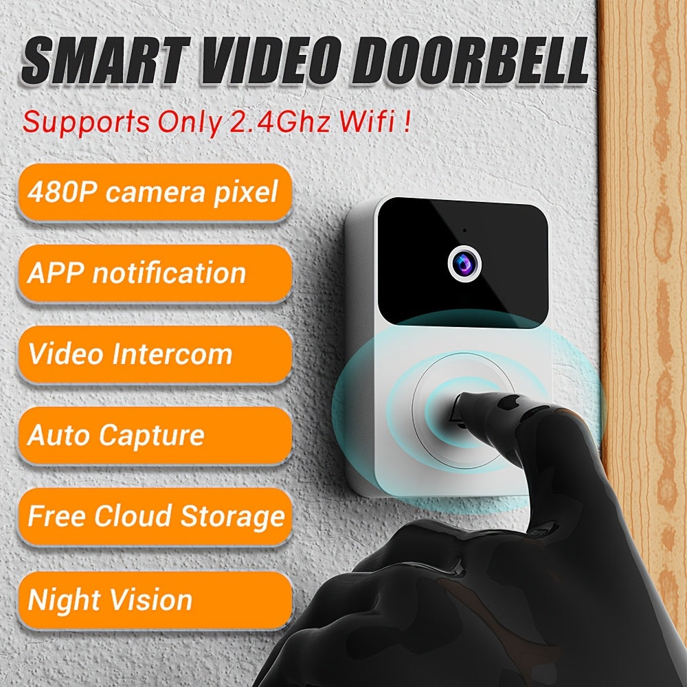 Smart Video Doorbell Camera Wireless, Smart Video Doorbell Home Intercom HD Night Vision 2. 4GWiFi Security Doorbell, Two-Way Audio, PIR Motion Detector, Photos, Recording, APP Control, Cloud SD Card Storage