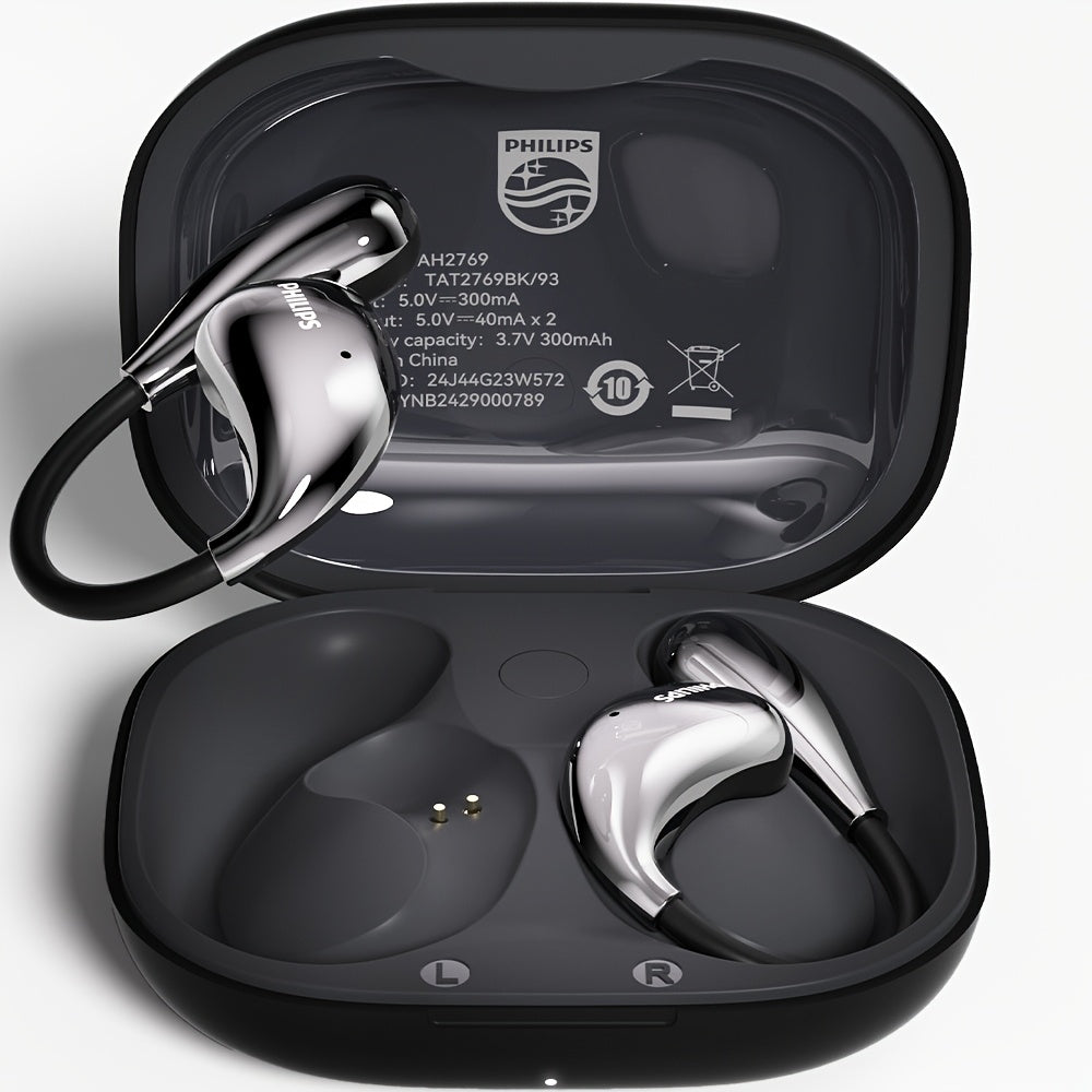 Philips TAT2769 Wireless Earbuds, 360° Spatial Audio, BT 5.4 Sports Headphones, 20H Playtime Hi-Fi Bass, Secure Fit Headset for Gym & Running