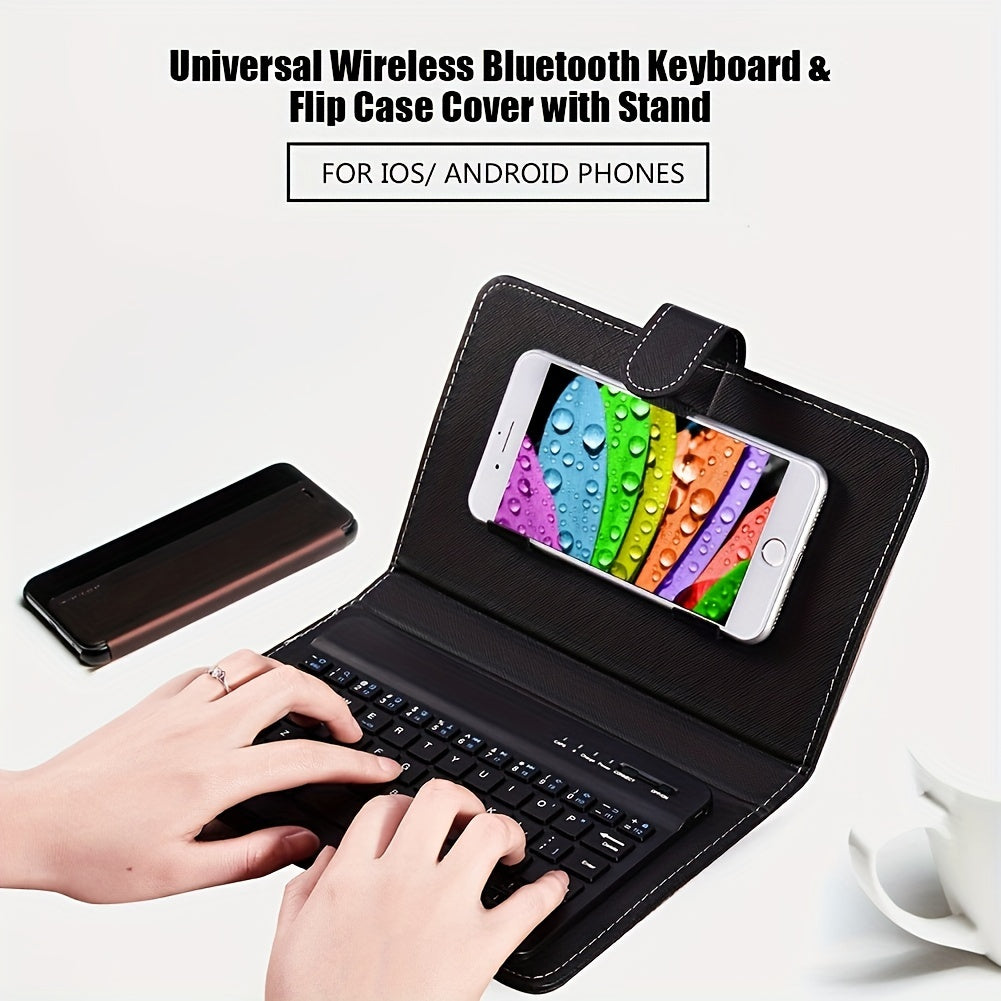 Portable Wireless Keyboard - Full-Size, Foldable, Black PU Leather, for Smartphones, Tablets, Laptops, Smartphone Typing, Laptop Accessory, Compact Style, Foldable Design, Smooth Typing, Highquality Keys, Business Professionals, Digital Nomads