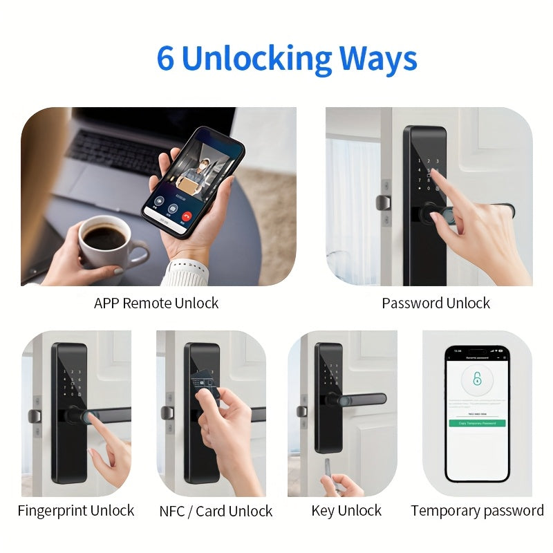 Smart Door Lock, Biometric Keyless Entry Door Lock, with Application, Keyless Entry Door Lock, Fingerprint Door Lock, with Numeric Keypad, WiFi Smart Fingerprint Door Lock, with Wide-angle Camera Suitable for Homes, Rentals, Offices, And Hotels