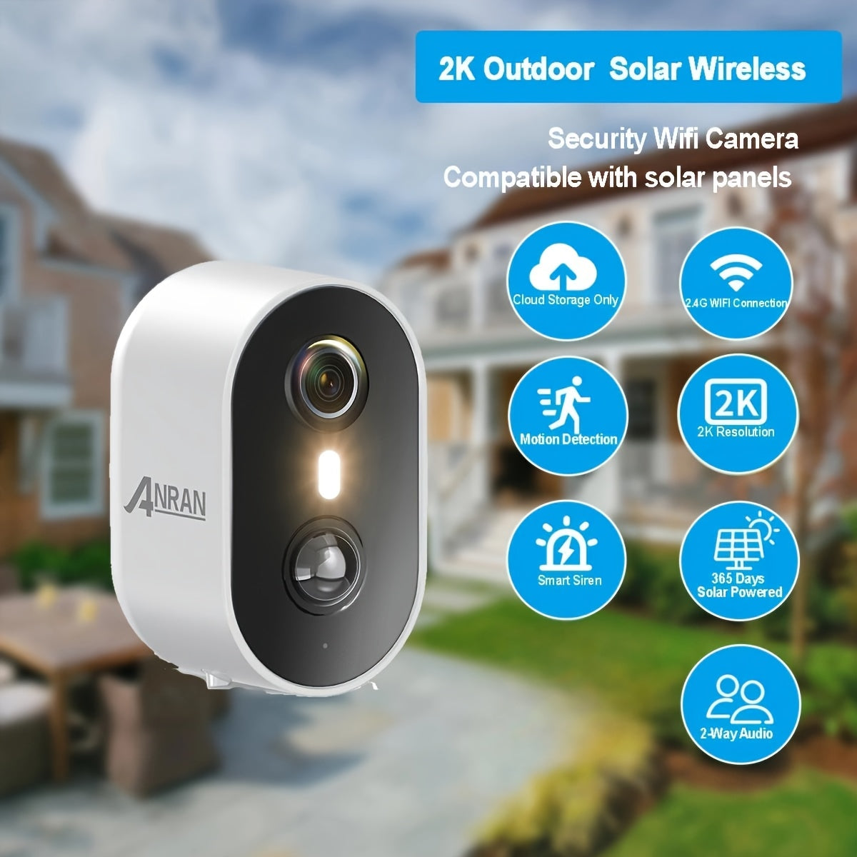 Outdoor Security Camera for Driveway Monitoring, 3MP with AI Motion Detection, 2-Way Audio & Color Night Vision, Cloud Storage Only, PIR Human Detection, Siren Alarm, Alexa Compatible