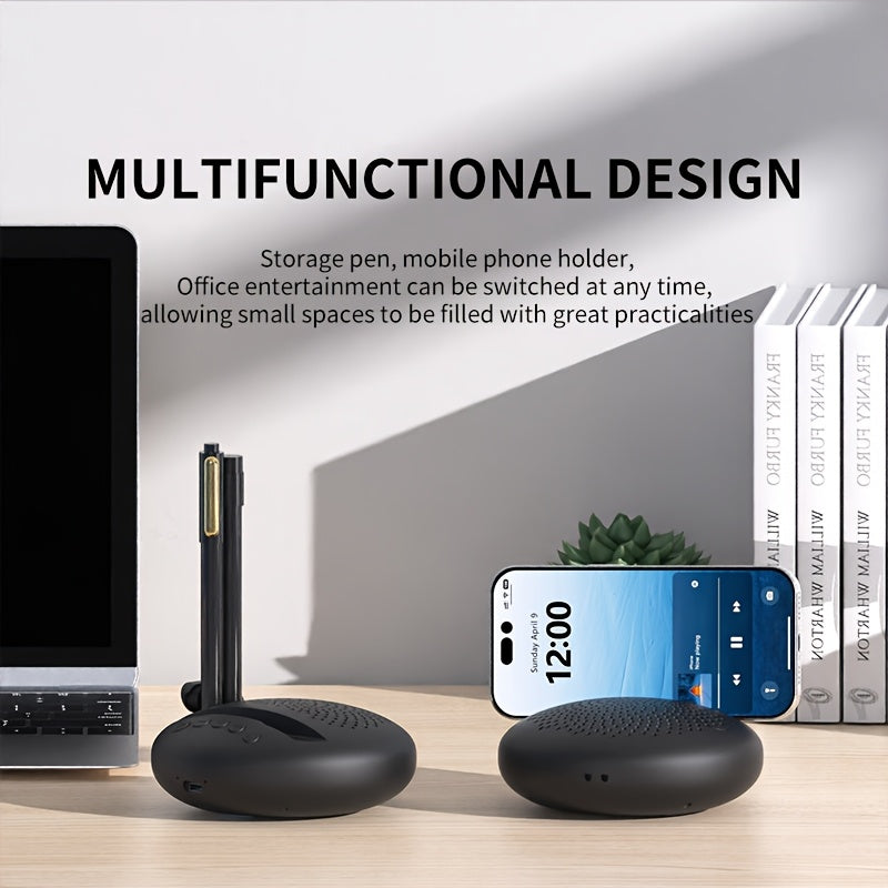 Portable Wireless Speaker with Rope - Multifunctional Speaker, Phone Stand & Pen Rack, Surround Sound, TWS Connectivity, Built-in Microphone, Ideal for Home, Car, Outdoor, Office, Travel - Perfect Creative Gift