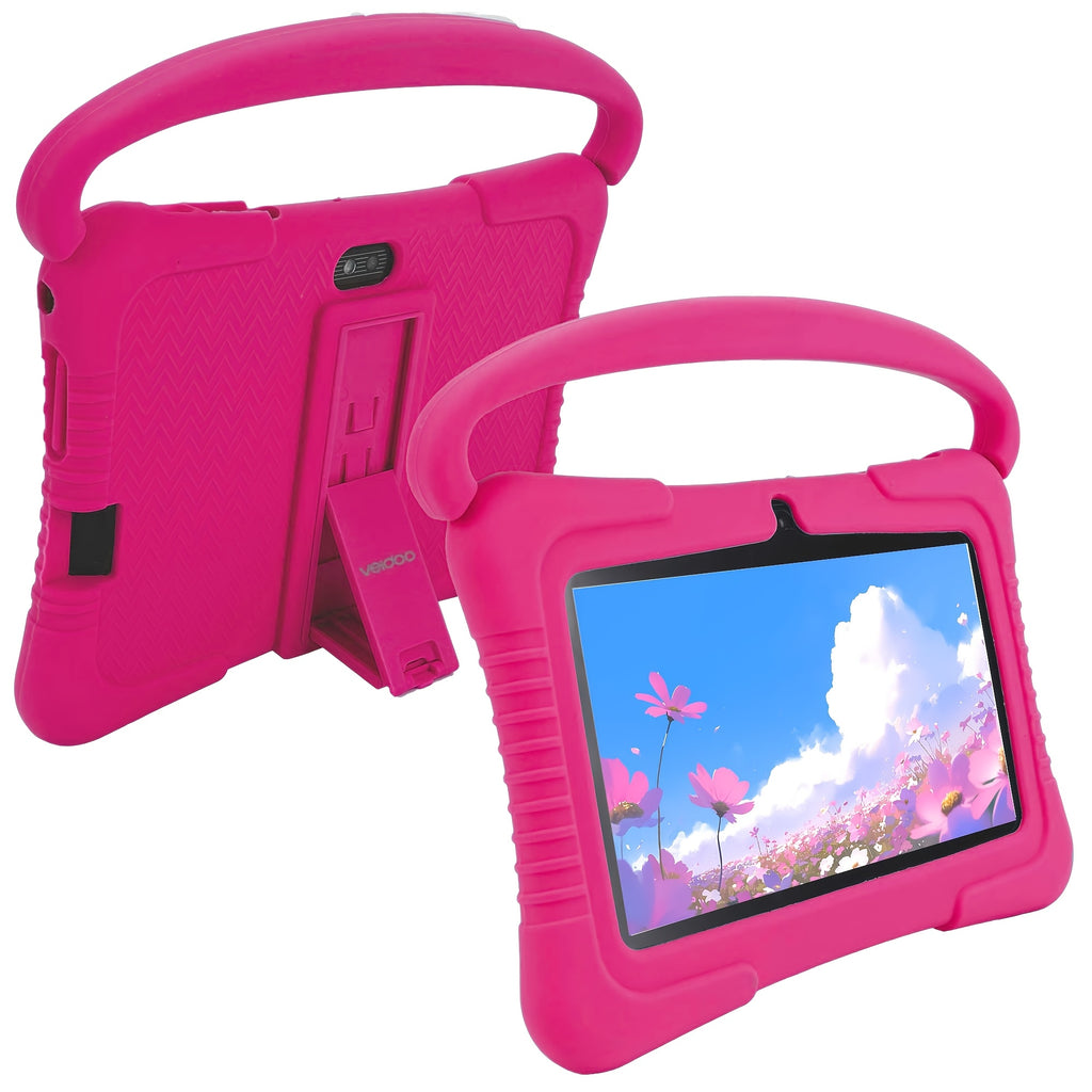 [Kids | Tablet] Veidoo 7 inch Kids Tablet | 2GB RAM+32GB ROM, Security Eye Screen, WiFi, Dual Camera, Educational Games, Parental Control APP, Android Tablet, Tablet with Drop Proof Silicone Cover (Pink)