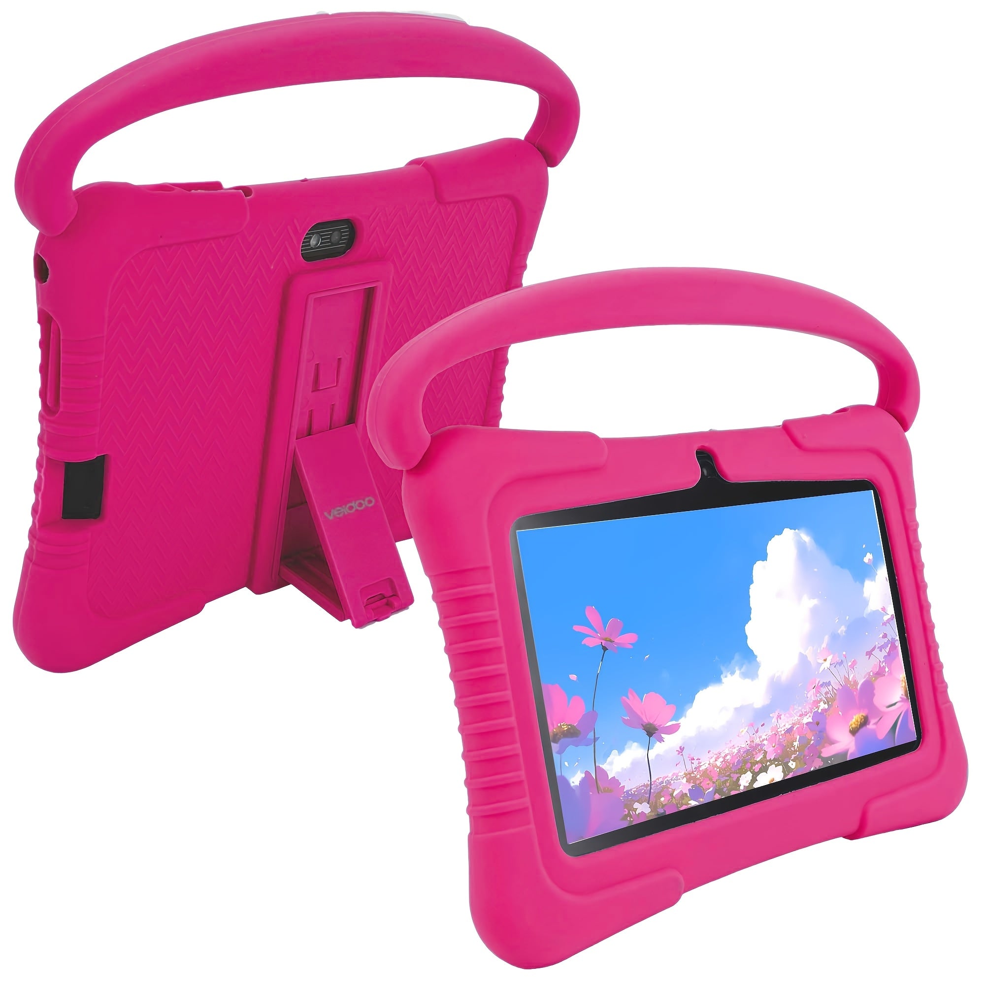 [Kids | Tablet] Veidoo 7 inch Kids Tablet | 2GB RAM+32GB ROM, Security Eye Screen, WiFi, Dual Camera, Educational Games, Parental Control APP, Android Tablet, Tablet with Drop Proof Silicone Cover (Pink)