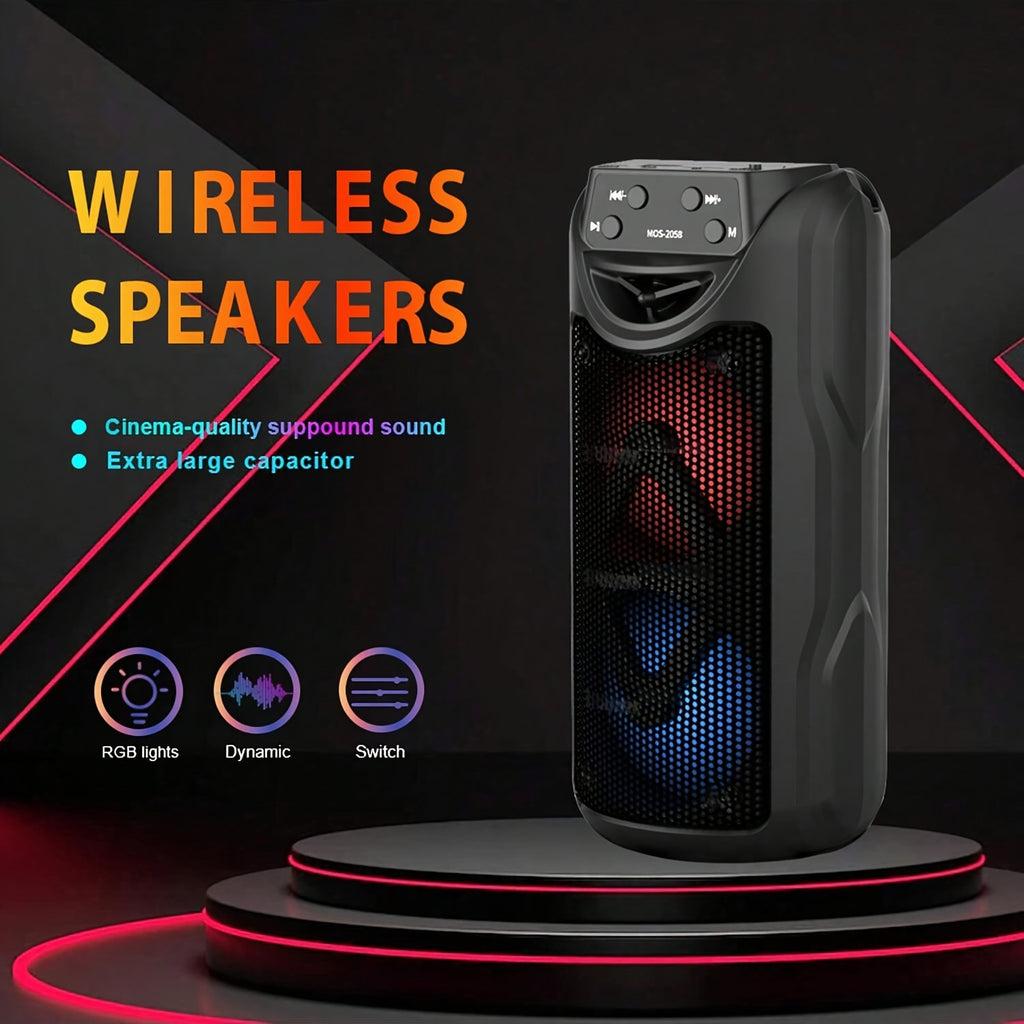 MOS-2058 Wireless Portable Speaker Outdoor Speaker with LED Ambient Lighting Stereo Dual Speaker System Ideal for Bedrooms/Living Rooms/Parties/Outdoor Camping