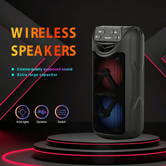 MOS-2058 Wireless Portable Speaker Outdoor Speaker with LED Ambient Lighting Stereo Dual Speaker System Ideal for Bedrooms/Living Rooms/Parties/Outdoor Camping