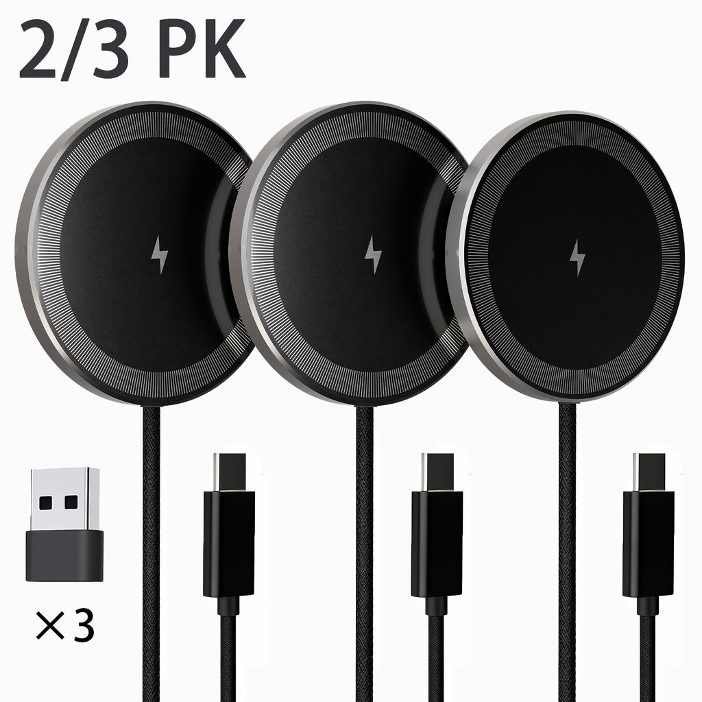 [Gift for Friends] 2/3-Pack Portable Magnetic Wireless Charger, Fast Charging Pad for iPhone 17/17 Air/16/15/14/13/12/11/X/Pro Max/Pro/Plus, for Airpods 4 3 2 Pro Series And Multiple Devices, Travel Friendly, Local Warehouse, Gift for Friends Or Family
