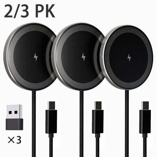 [Gift for Friends] 2/3-Pack Portable Magnetic Wireless Charger, Fast Charging Pad for iPhone 17/17 Air/16/15/14/13/12/11/X/Pro Max/Pro/Plus, for Airpods 4 3 2 Pro Series And Multiple Devices, Travel Friendly, Local Warehouse, Gift for Friends Or Family