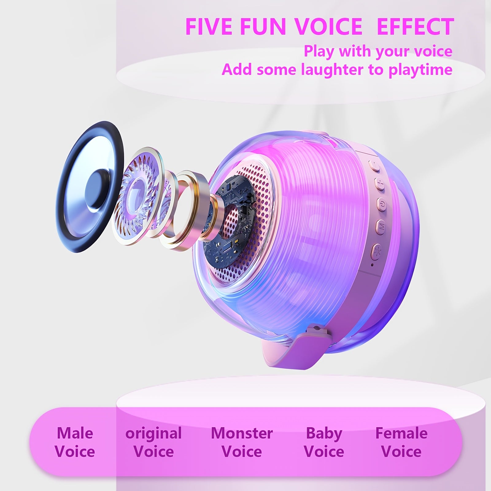 A Portable Karaoke Machine Comes with Two Wireless Microphones And a Three-Piece Speaker Set. The Wireless Speaker Is a Creative Gift for Adult Birthdays, Featuring Ambient Lighting And a Night Lamp. It Is Suitable for Bedroom Use