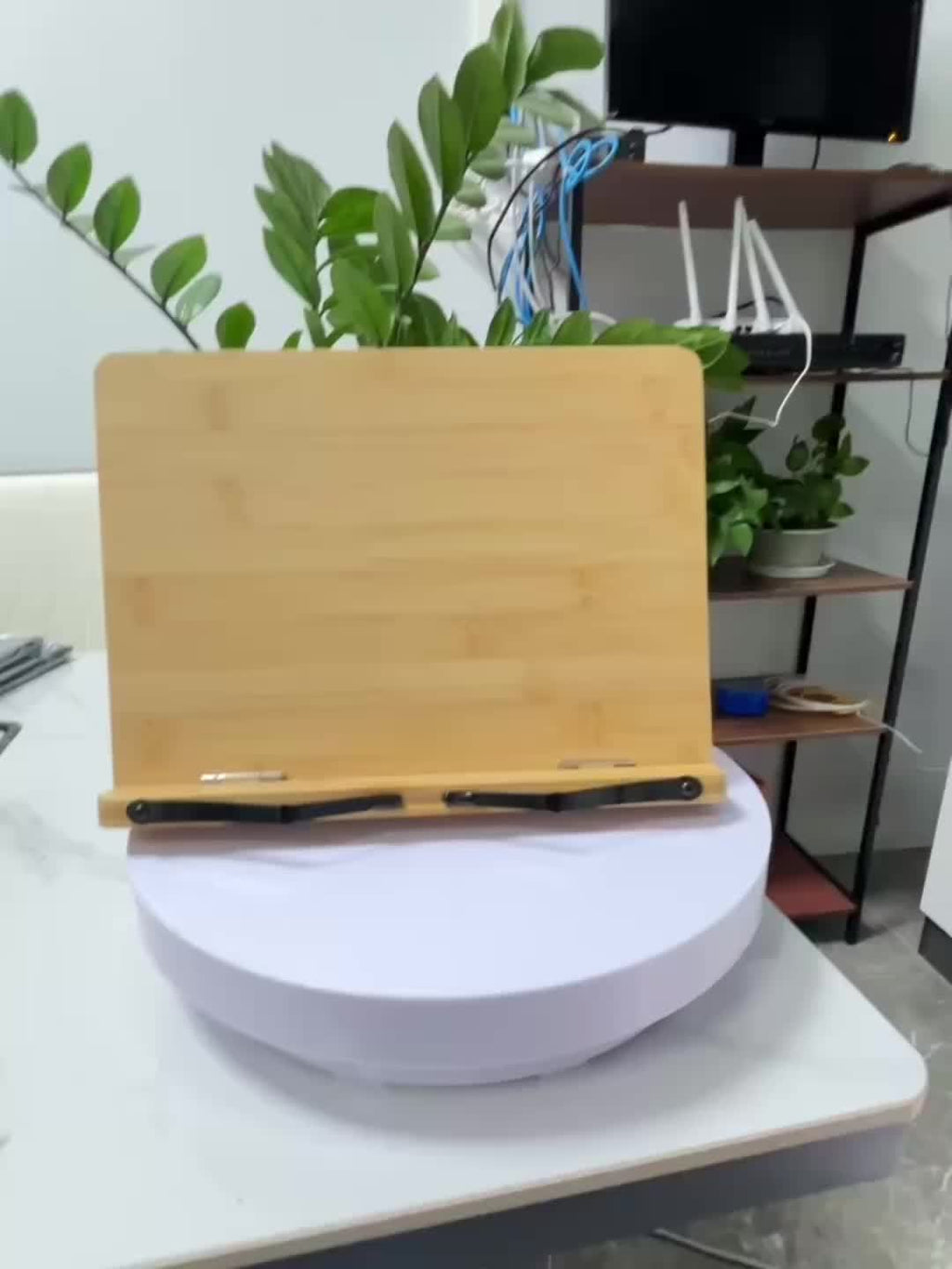 Adjustable Bamboo Book & Tablet Stand with Page Holder - Portable Folding Reading Stand suitable for Cookbooks, E-Readers, Tablets & Textbooks, Angle Settings & Page Clip System, Lightweight Sturdy Bookstand (11x7.9in)