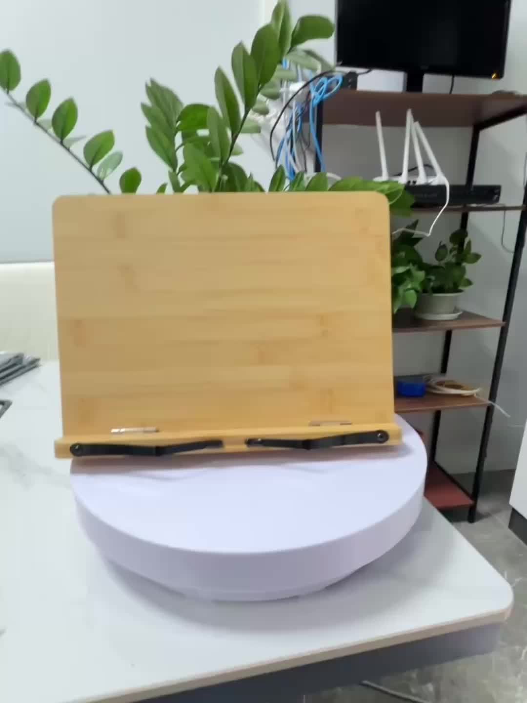 Adjustable Bamboo Book & Tablet Stand with Page Holder - Portable Folding Reading Stand suitable for Cookbooks, E-Readers, Tablets & Textbooks, Angle Settings & Page Clip System, Lightweight Sturdy Bookstand (11x7.9in)