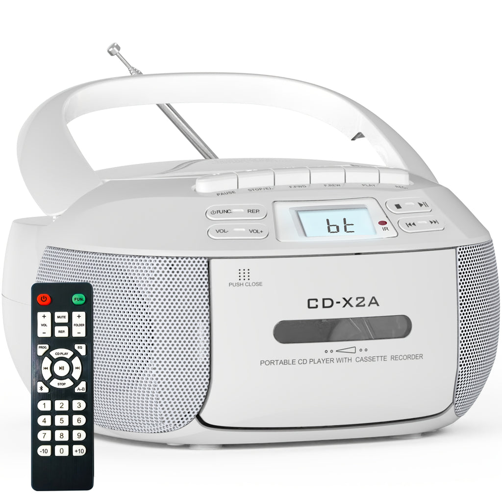 [CD Cassette Player Boombox] CD Player Boombox CD Player And Cassette Player Combo, AM FM Radio Stereo Sound With Remote Control, Ac/Battery Operated, LCD Display, Support AUX USB Earphone Jack For Home